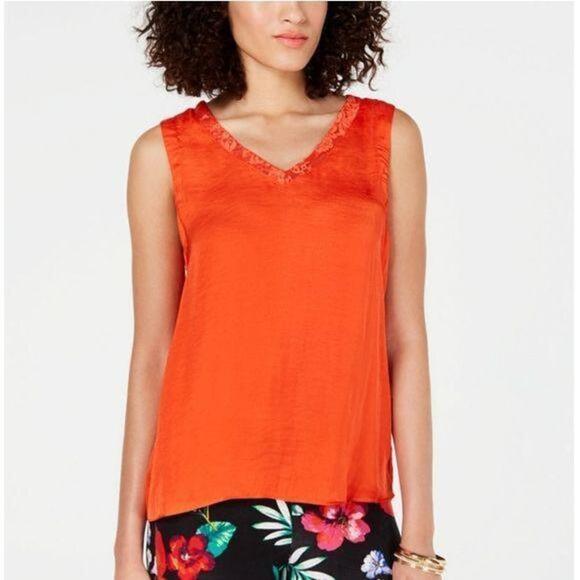 THALIA SODI Lace-Trim V-Neck Tank Top - Picture 1 of 4